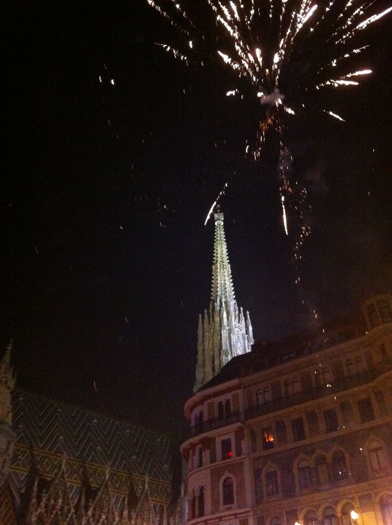 Fireworks at St Stephens Cathedral (Stephansdom), Vienna, Austria